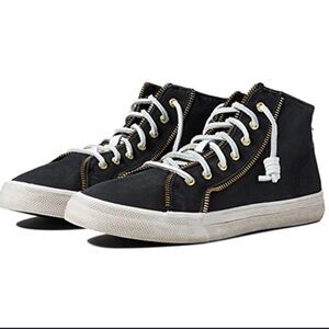 Sperry Collab Rebecca Minkoff High Top Lace Up Zipper Sneakers Black, 8 NWOB